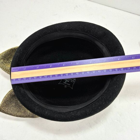 Vintage Bollman Doeskin Black Wool Felt Hat Bow Made in USA Mid Century. main image 10